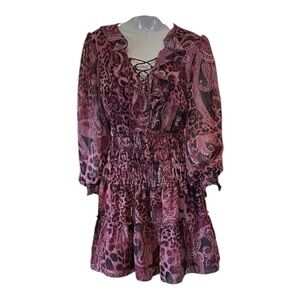 Guess Dress Leopard Paisley Pink Purple